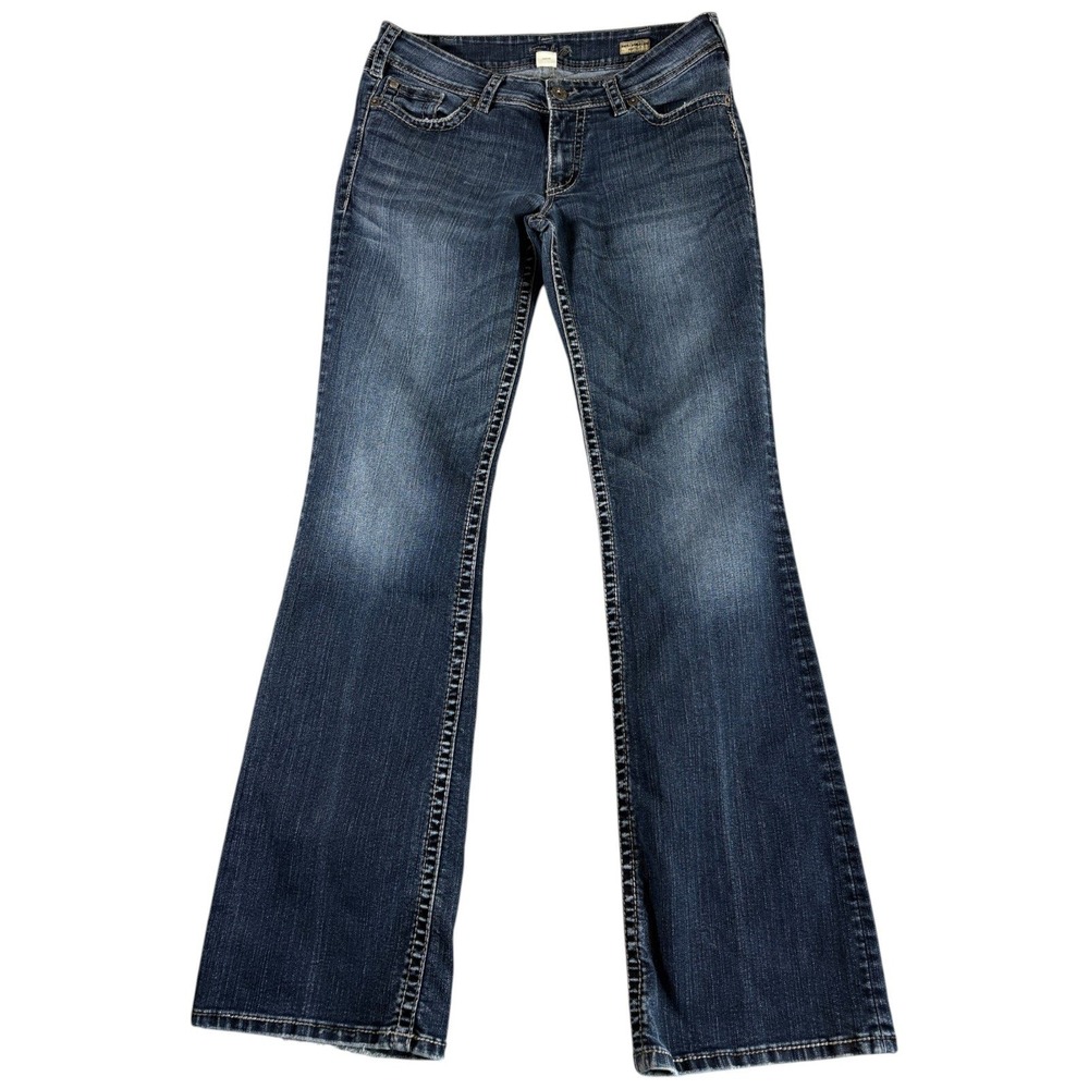 Silver Jeans Suki Surplus Women 33x34 Dark Wash Western Bootcut Midrise Stretch